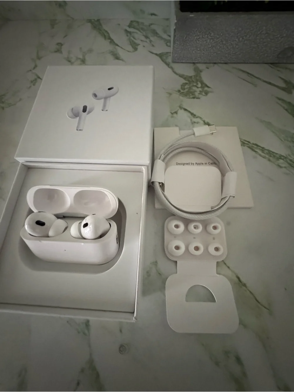 Apple White AirPods Pro with Charging Case and Accessories